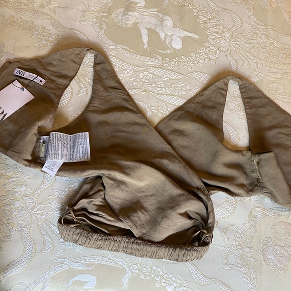 NWT Zara Linen Wrap V-Neck Crop Top Size M - Picture 7 of 10